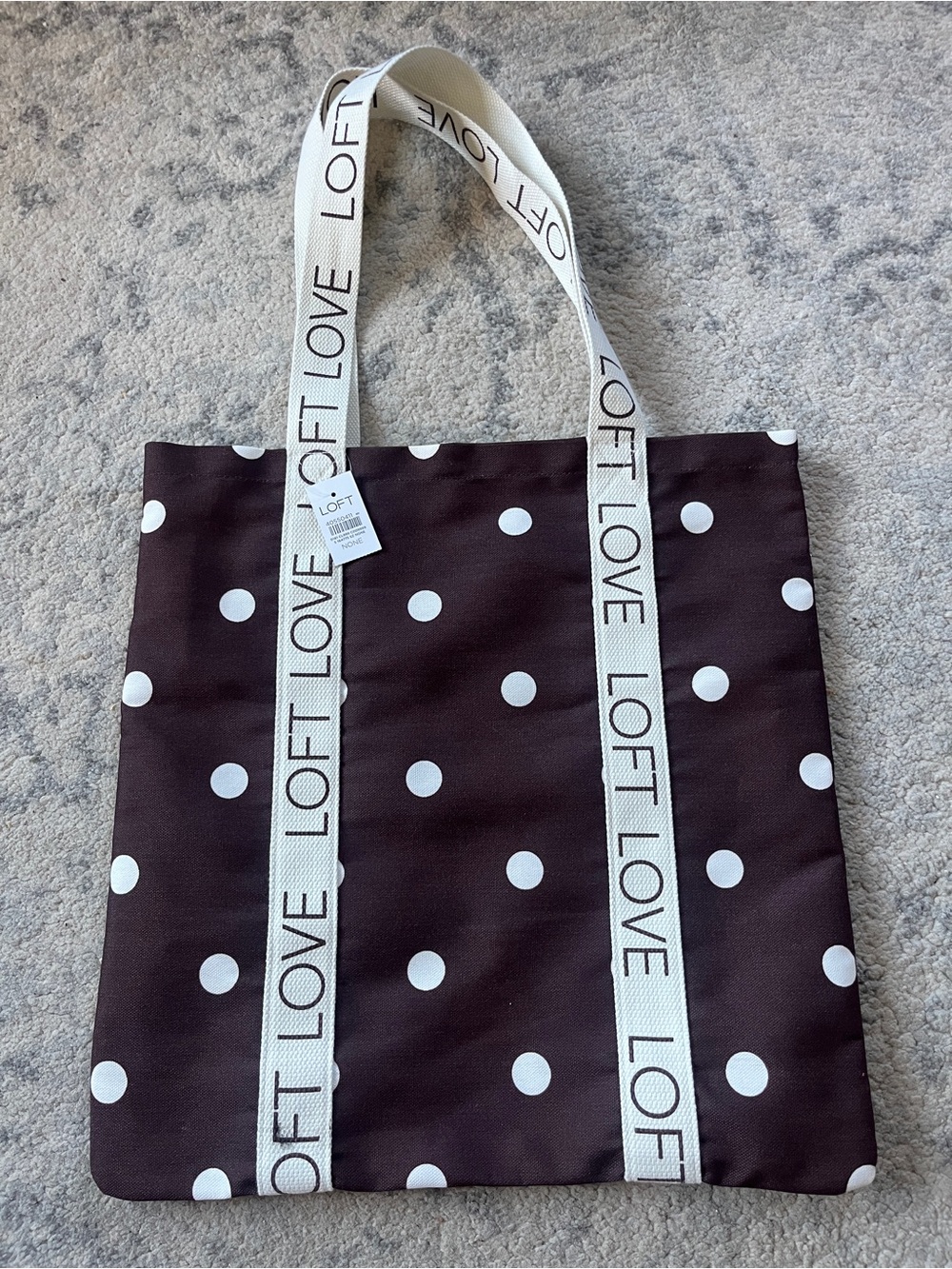 LOFT Canvas Polka Dot Shopping Tote NWT